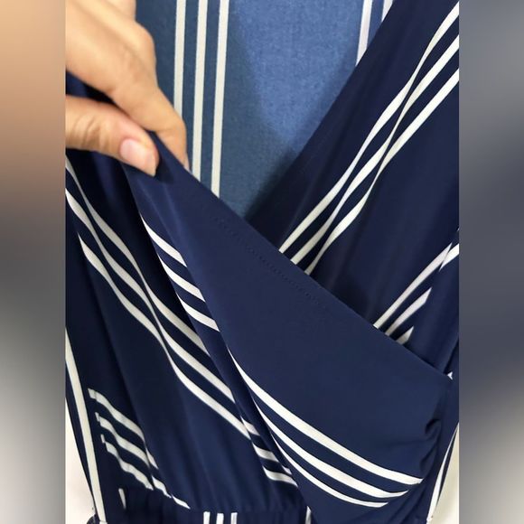 Ralph Lauren Striped Belted Jumpsuit Navy And Cream - Picture 7 of 11